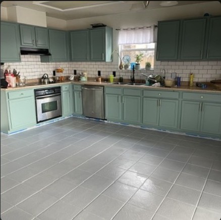Kitchen refresh — Cabinets & floor painted — Michael Douglas Make Ready